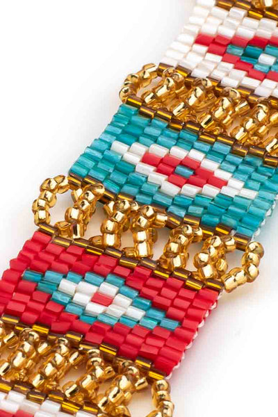 handmade glass beads native design red and turquoise-awatara