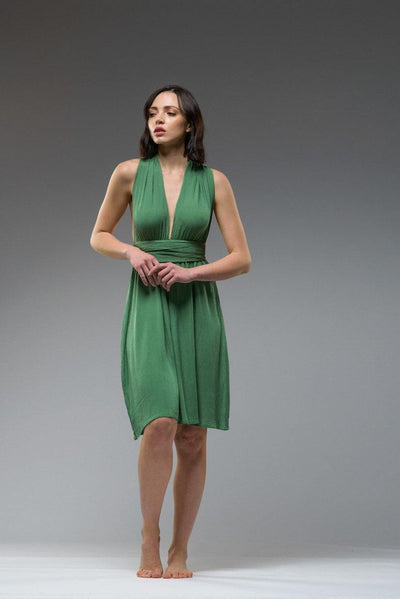 Infinity green multi way wrap short dress