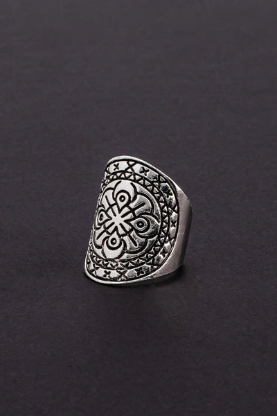  Metal silver bohemian style carving ring-awatara