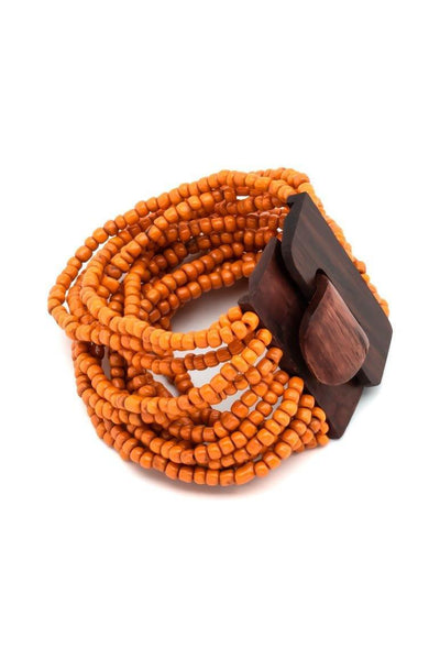 Handmade glass beads multi strand elastic bracelet orange-awatara