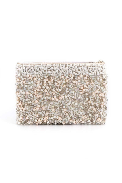 Glass beads SMALL purse WHITE - awatara