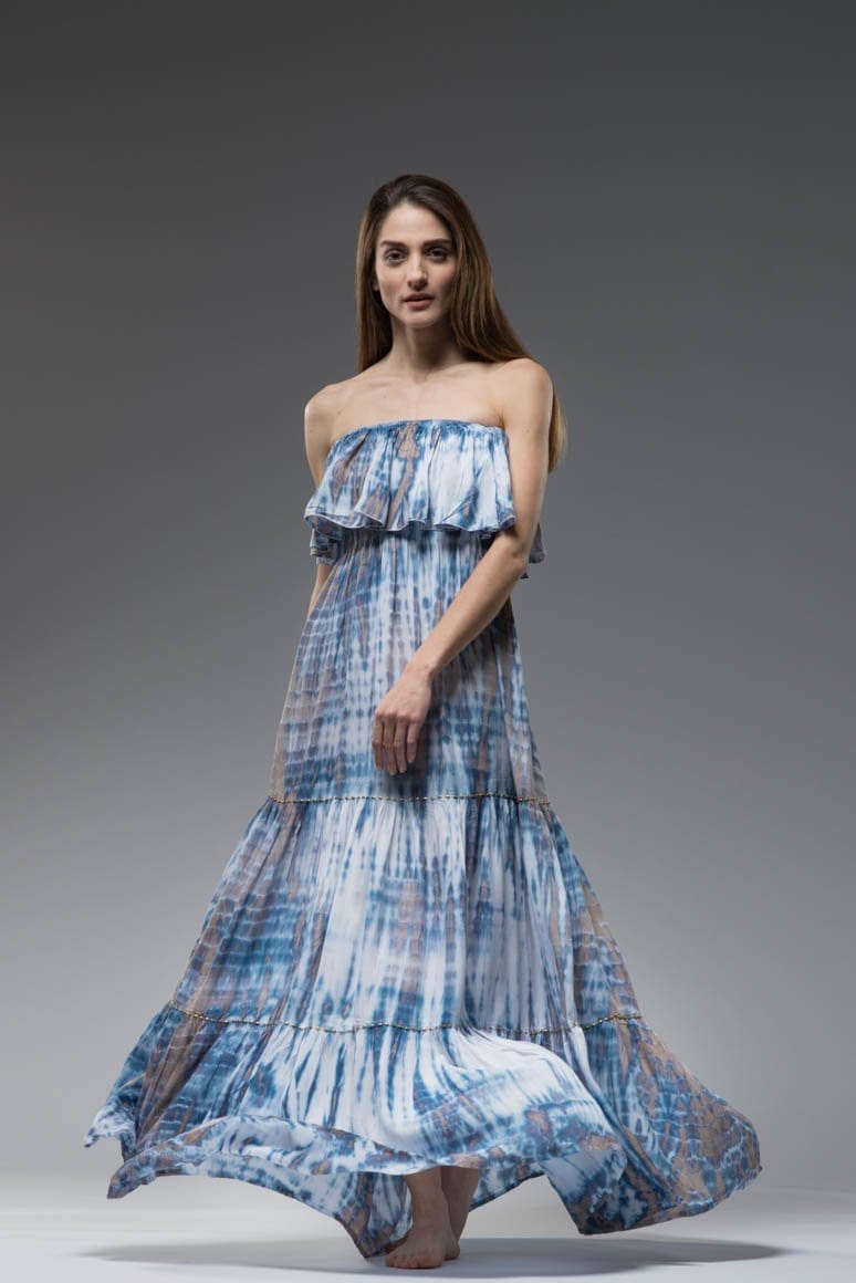 Strapless Blue Tie Dye Dress Discover Elegant Tie Dye – awatara