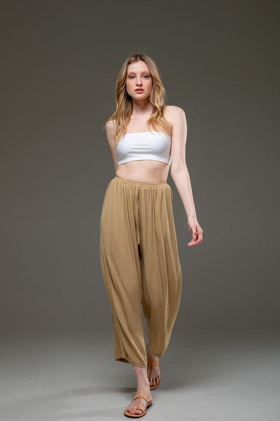 Gold Sand  Beige color Rayon Crepe Full Length elegant pants  