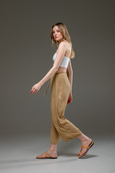 Gold Sand  Beige color Rayon Crepe Full Length elegant pants  