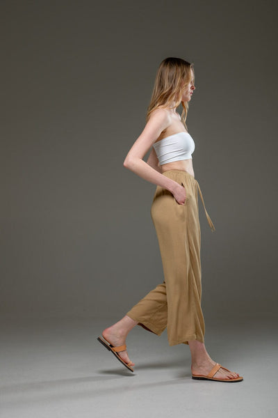 Gold Sand  Beige color Rayon Crepe Full Length elegant pants  