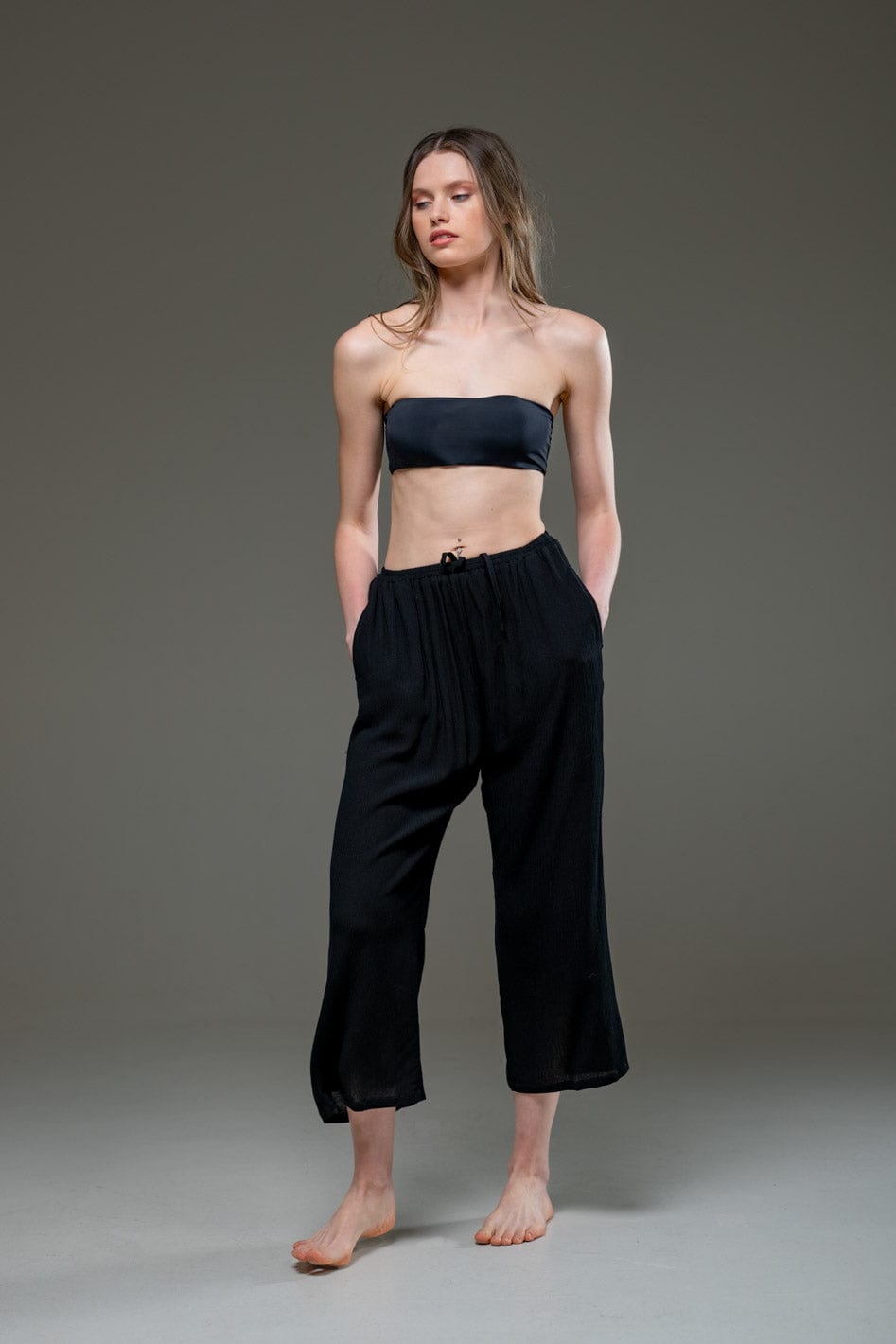 Black color Rayon Crepe Full Length elegant pants 
