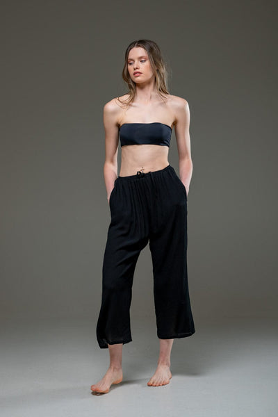 Black color Rayon Crepe Full Length elegant pants 