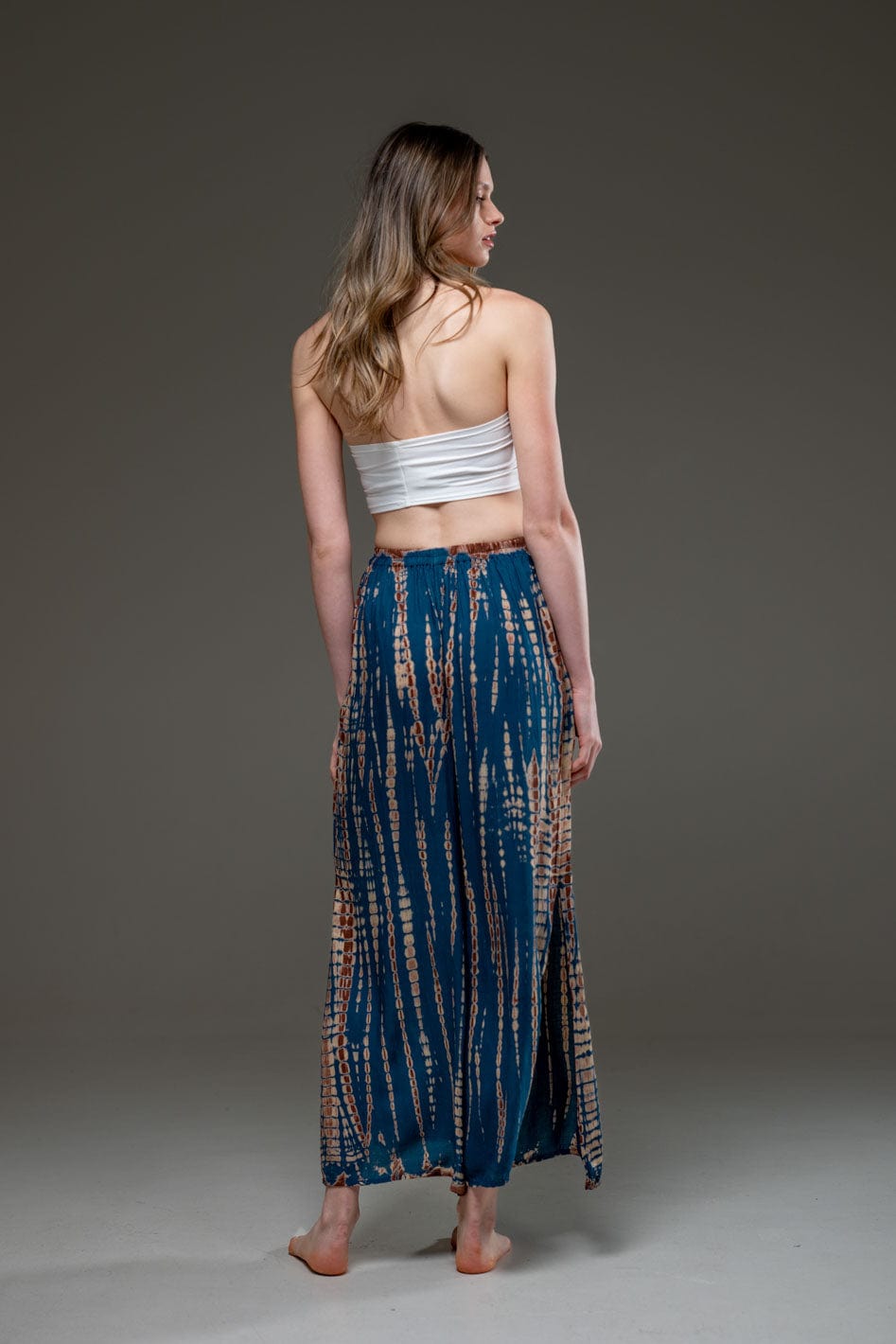 Blue Tie Dye Side Split Pants