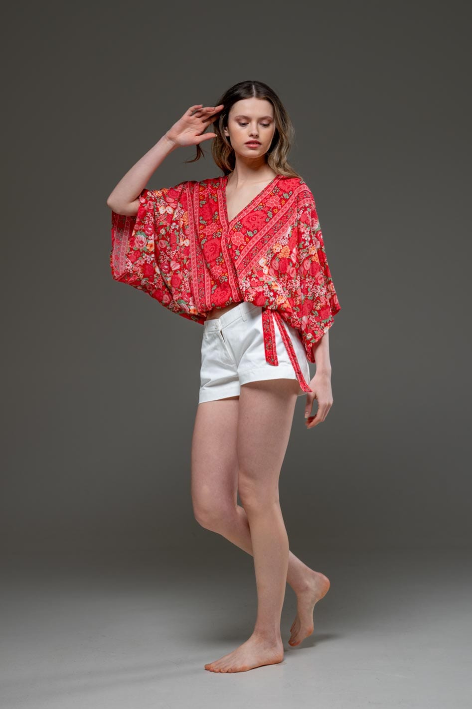 Elegant Soft Rayon red floral Pattern Blouse 