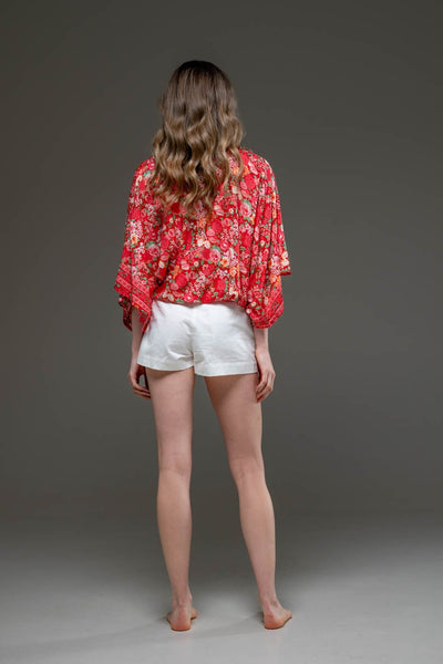 Elegant Soft Rayon red floral Pattern Blouse 