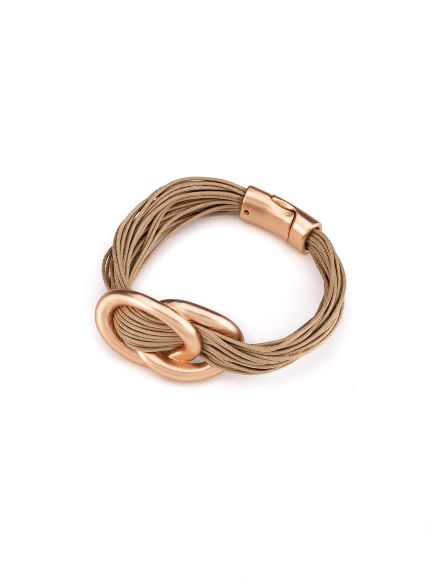   Elegant gold plated, multilayered leather bracelet, with magnetic clasp.