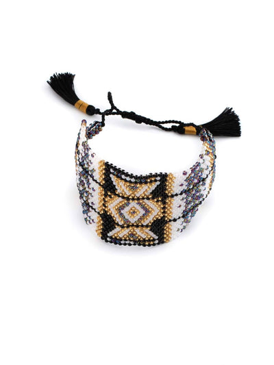 Elegant miyuki beads native design hippie chic adjustable wide bracelet