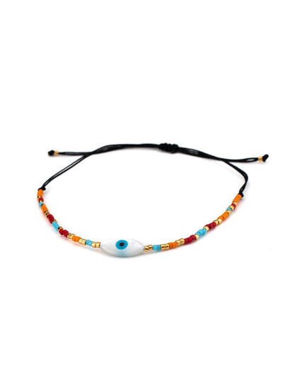 Bohemian Adjustable Handmade Miyuki Seed glass beads Evil Eye Charm Bracelet