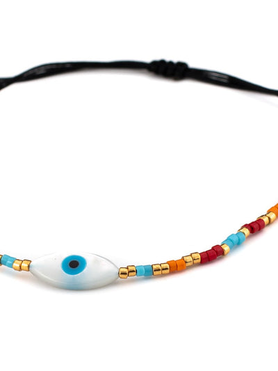 Bohemian Adjustable Handmade Miyuki Seed glass beads Evil Eye Charm Bracelet