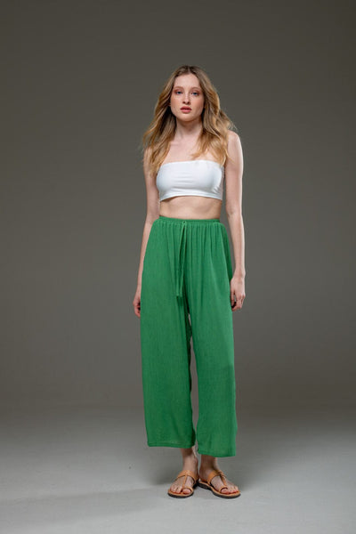 Green Rayon Crepe Full Length elegant pants