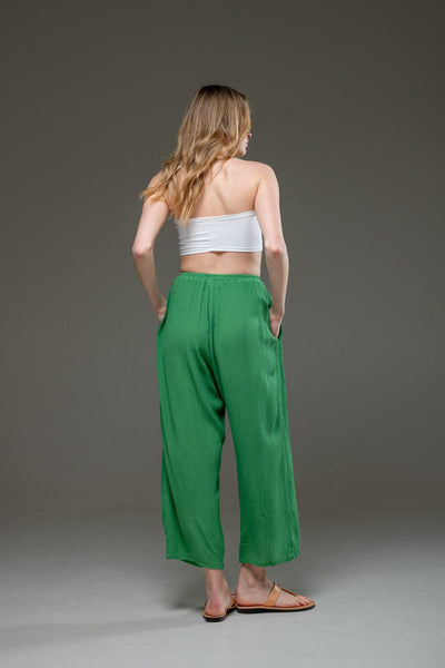 Green Rayon Crepe Full Length elegant pants