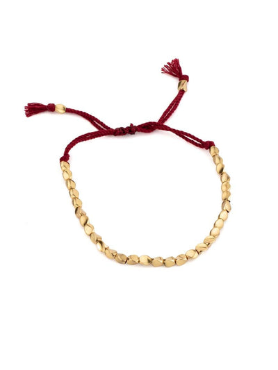 Hand-woven cooper bead tibetan bracelet, with cotton thread.