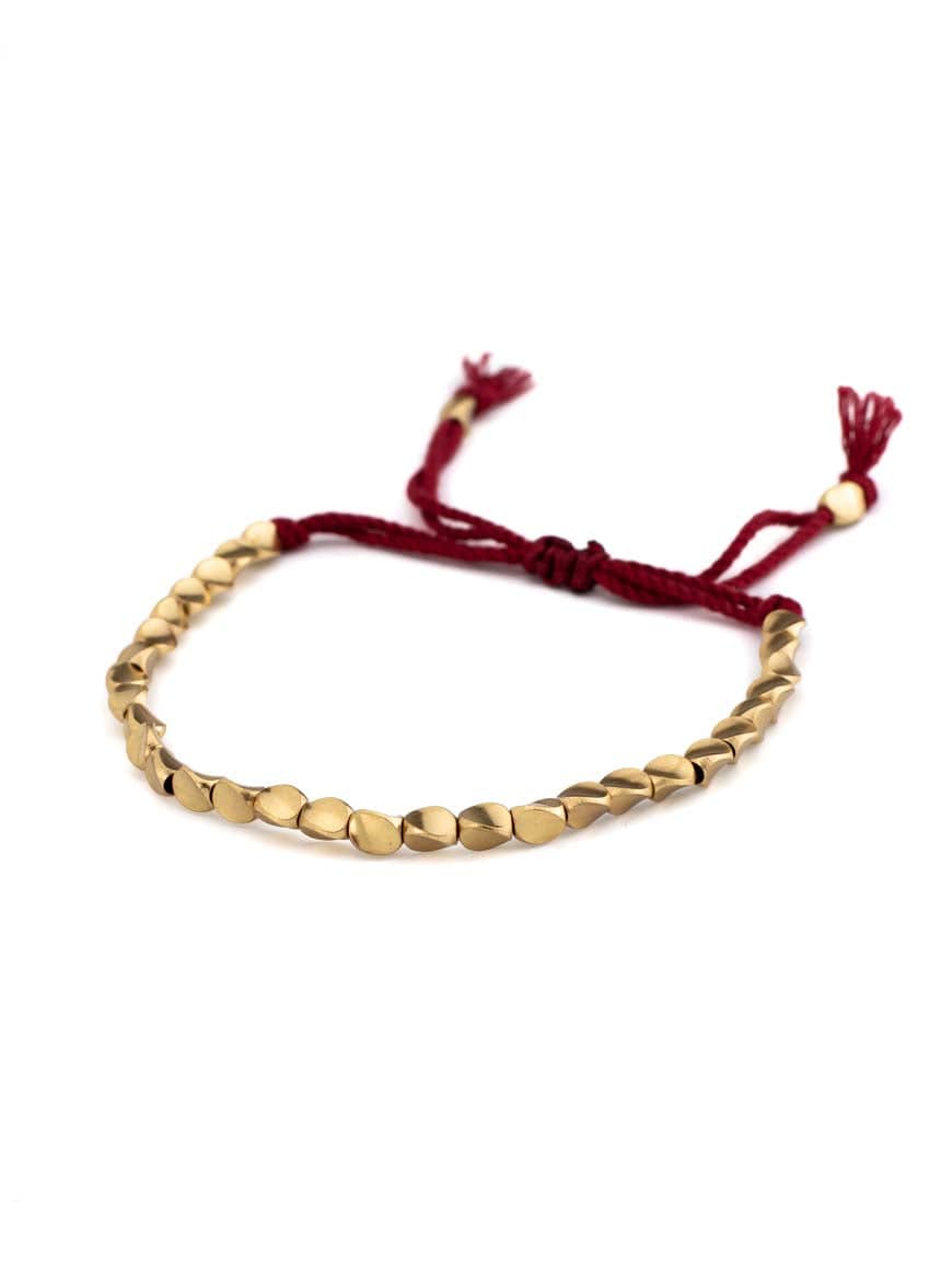 Hand-woven cooper bead tibetan bracelet, with cotton thread.