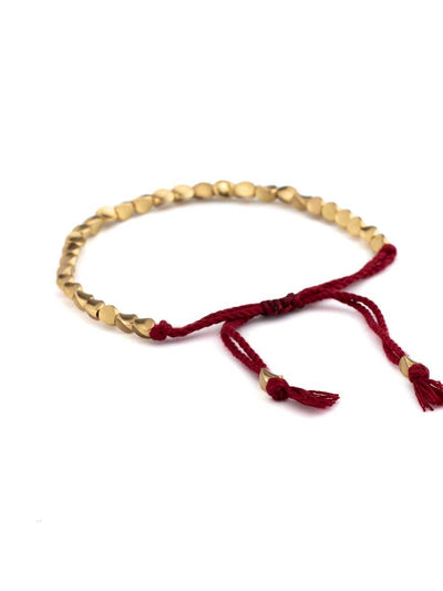 Hand-woven cooper bead tibetan bracelet, with cotton thread.