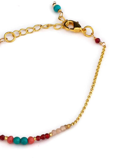 Handmade Minimal Gold Plated stone and beaded lBracelet