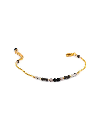 Handmade Minimal Gold Plated stone and beaded lBracelet