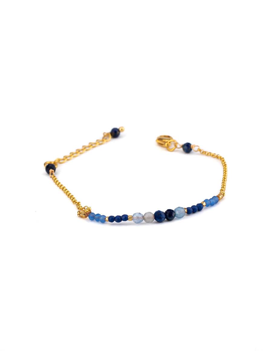 Handmade Minimal Gold Plated stone and beaded lBracelet