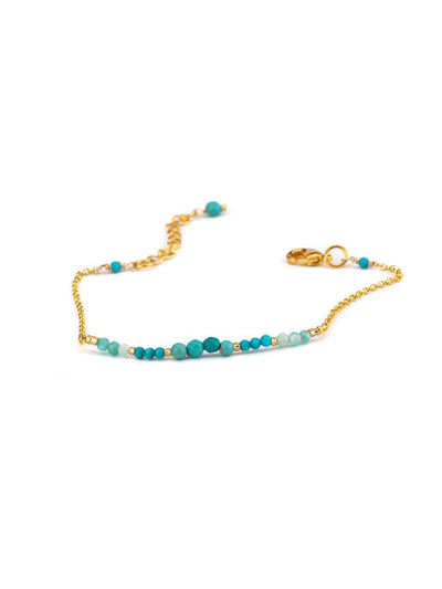 Handmade Minimal Gold Plated stone and beaded lBracelet