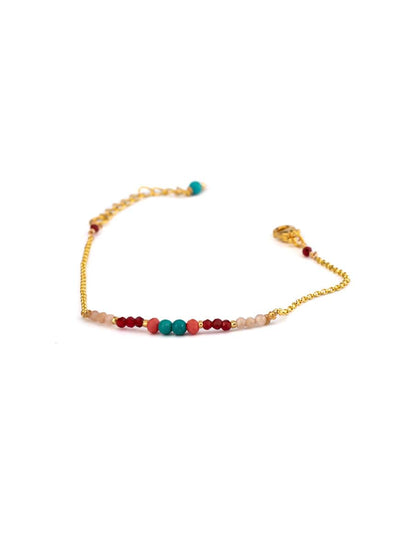 Handmade Minimal Gold Plated stone and beaded lBracelet