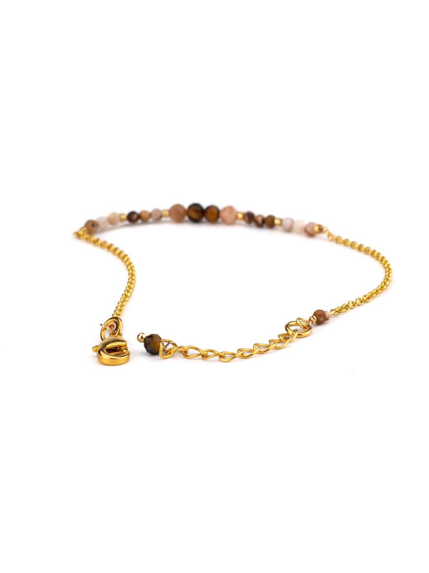 Handmade Minimal Gold Plated stone and beaded lBracelet