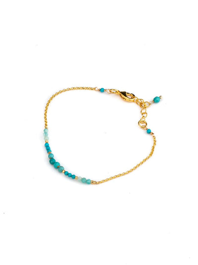 Handmade Minimal Gold Plated stone and beaded lBracelet