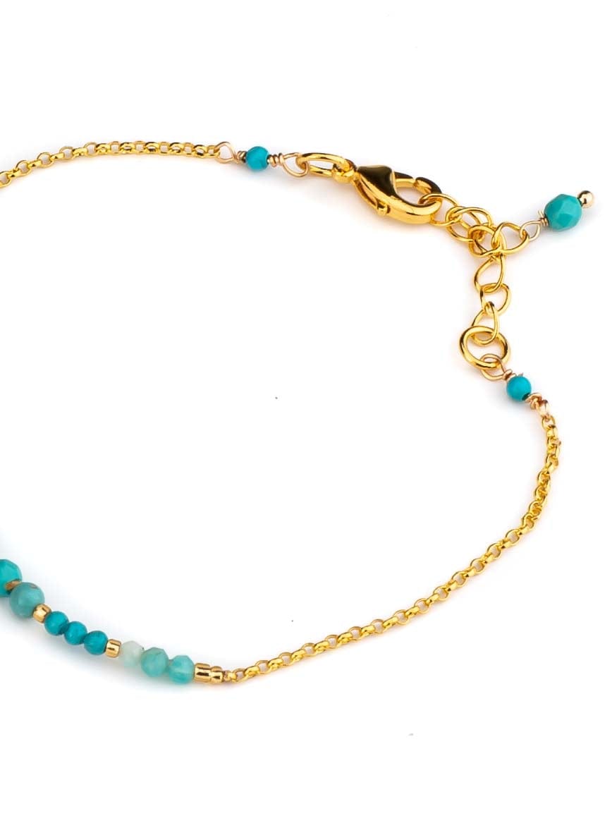 Handmade Minimal Gold Plated stone and beaded lBracelet