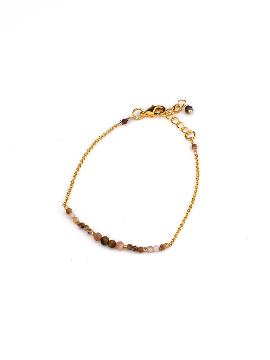 Handmade Minimal Gold Plated stone and beaded lBracelet