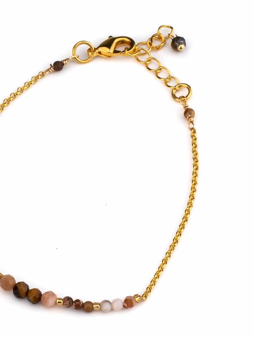 Handmade Minimal Gold Plated stone and beaded lBracelet