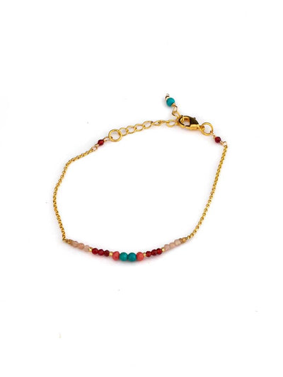 Handmade Minimal Gold Plated stone and beaded lBracelet