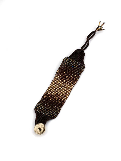 Elegant chic bracelet, made of Miyuki glass beads , knitted by wax thread.