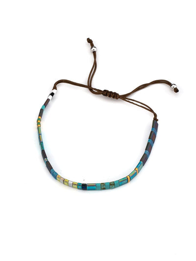 Adjustable Rope Miyuki Tila Glass Beads Bracelet