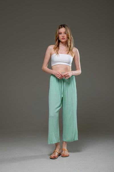 Pal Green Rayon Crepe Full Length elegant pants and fowing batwings Blouse Set