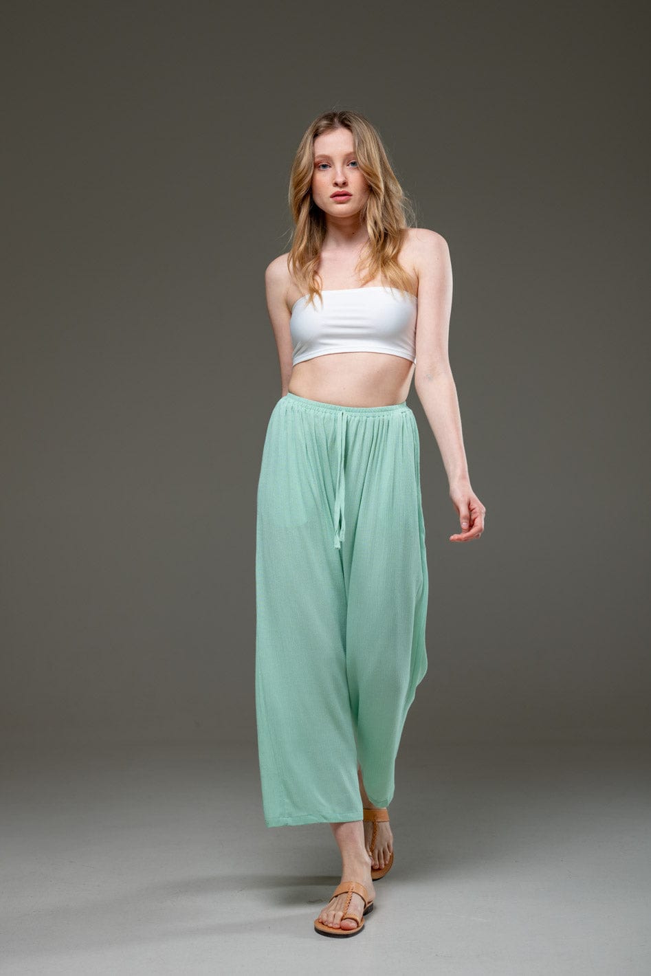  Pal Green  Rayon Crepe Full Length elegant pants