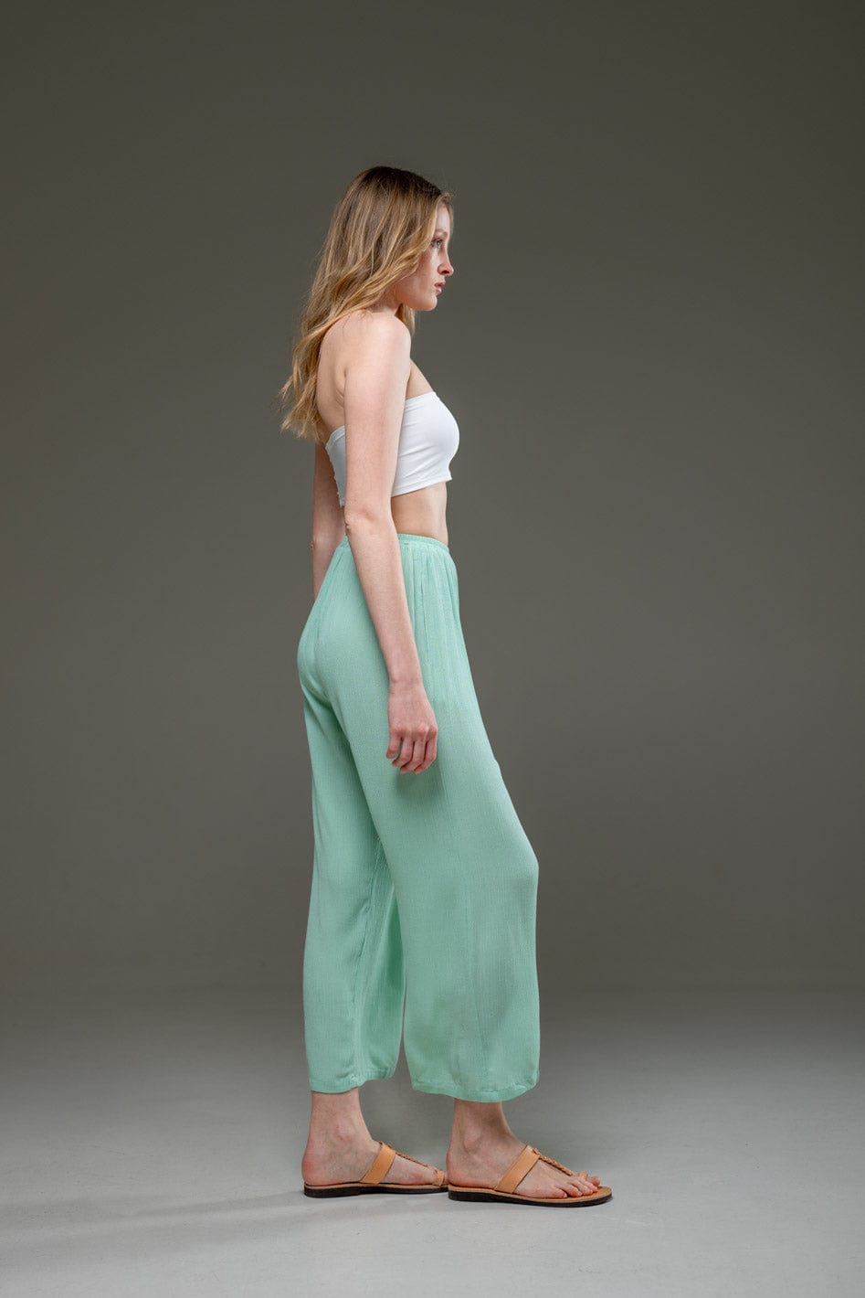  Pal Green  Rayon Crepe Full Length elegant pants