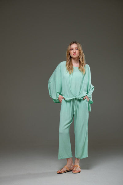  Pal Green  Rayon Crepe Full Length elegant pants