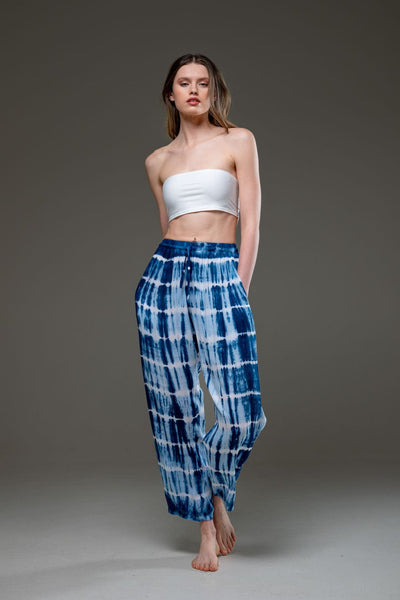 Elegant Blue Tie Dye Long Pants