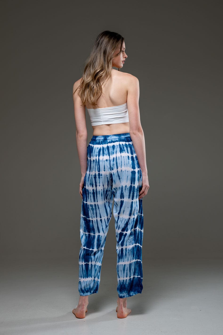 Elegant Blue Tie Dye Long Pants