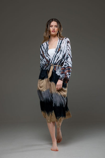 Soft  Rayon Elegant Chic tie dye Long Kimono 