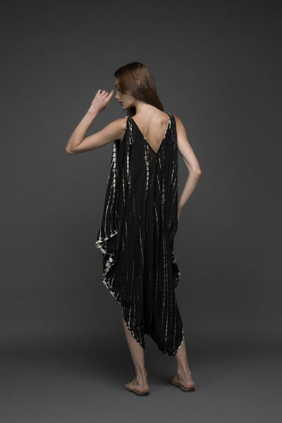 black & white rayon tie dye wide leg jumpsuit
