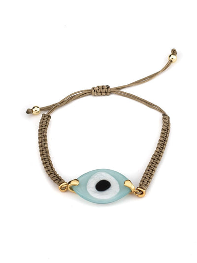 Evil Eye Braided Rope Handmade Bracelet Cream