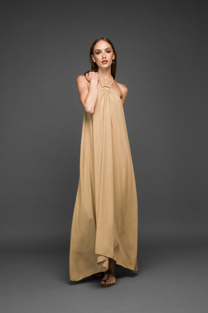 halter neck maxi dress with open back