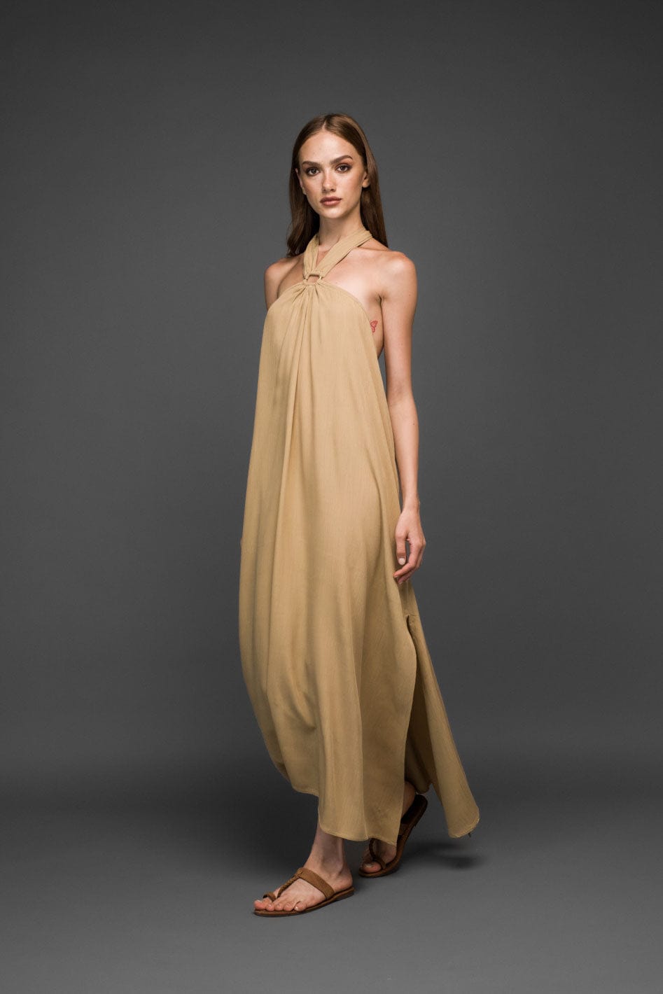 halter neck maxi dress with open back