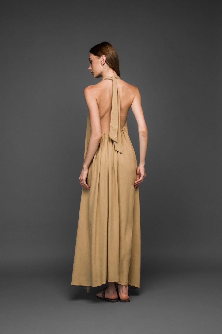 halter neck maxi dress with open back