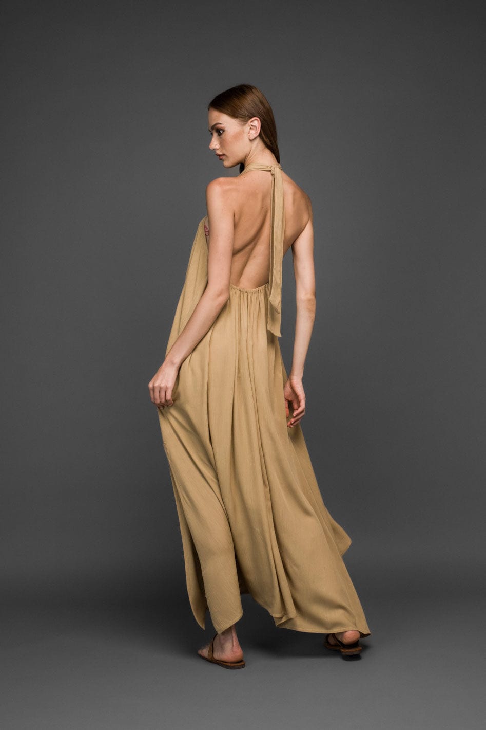 halter neck maxi dress with open back