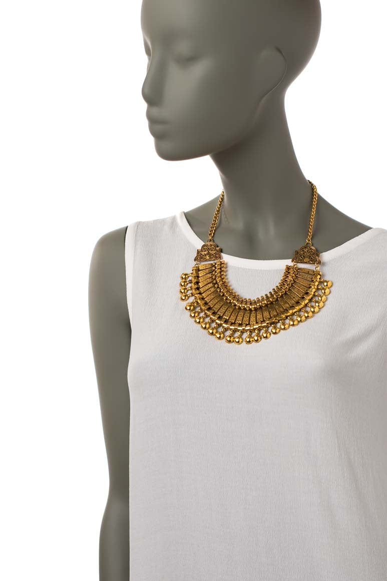   Boho chic, gold metal ethnic style short necklace-awatara